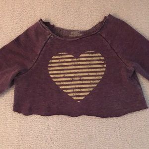 Fuzzy Heart Cropped Sweatshirt